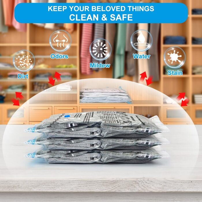 BoxLegend Vacuum Bags, 15-Piece Storage Bags, Travel Bags, Thicker Vacuum Clothes Bags 1XXL+2XL+5L+5M+2S Reusable for Clothing, Comforters, Bedding, Pillows, Wool Blankets, Curtains