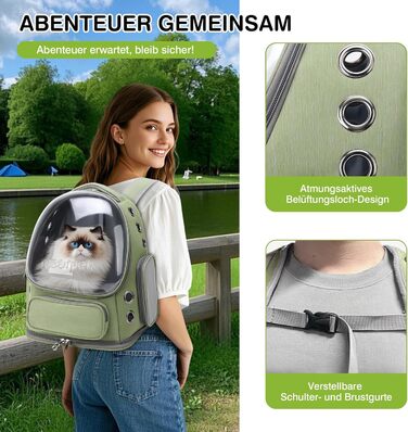 Рюкзак-переноска для котів та собак ALLSOPETS Bubble, зелений, до 7.5 кг