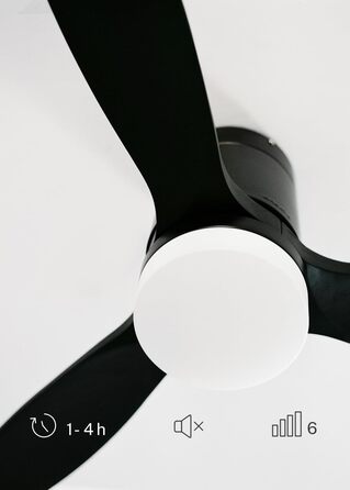 Вентилятор стельовий Windcalm M/ з ABS, Wi-Fi, пультом, 40W, Ø132cm, таймер, DC-двигун, літньо-зимовий режим, з підсвічуванням (Чорний)