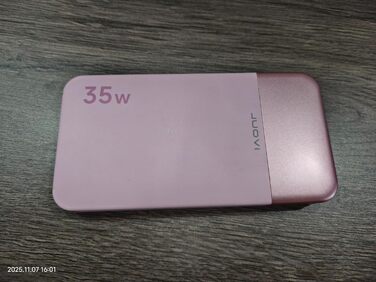 Powerbank JUOVI 35W 10000mAh з LED дисплеєм: швидка зарядка PD3.0/QC4.0 для iPhone 16/15/14, Samsung, Switch, Tablet (рожевий)