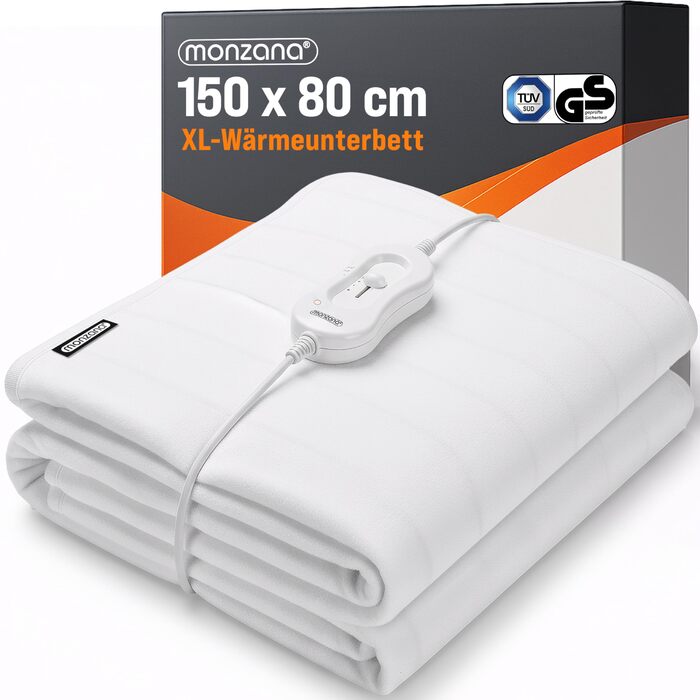 Електрична ковдра Monzana® 150x80 см, 3 режими нагріву, 60 Вт, біла, з захистом від перегріву, придатна для прання
