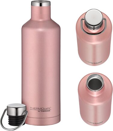 Термокава THERMOcafé TC Traveler Bottle 0.5л: термофляга з нержавіючої сталі, 12 годин гаряче & 24 години холодне, герметична, з ручкою, ізольована, 500 мл, Rose Gold