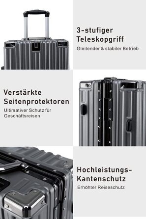 Валіза Aoliwei 67 см, жорсткий корпус з полікарбонату, 65 л, з підстаканником та TSA-замком, 4 колеса, сіра (розмір S)