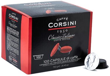 Кава в капсулах Caffè Corsini Classico Italiano, сумісні з Lavazza a Modo Mio, 100 шт по 7.5 г