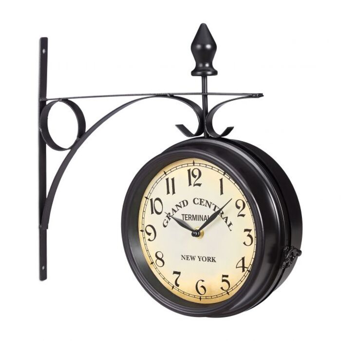 Relaxdays Train Station Clock, double-sided