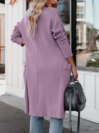 Жіночий кардиган з відкритим спереду, довгим рукавом та декоративними елементами, однотонний, фіолетовий (S)