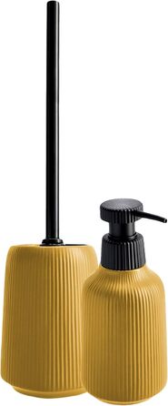 KADAX Bathroom Accessories Set, Modern Bathroom Accessories, Ceramic Bathroom Accessories, Bathroom Accessories (White: Toothbrush Holder, Soap Dispenser, Toilet Brush) (Yellow: Soap Dispenser, Toilet Brush, 2)