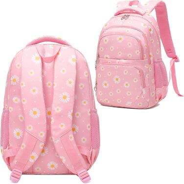Шкільний рюкзак SIVENKE для дівчаток-підлітків та жінок. Набір: рюкзак, ланч-бокс, пенал. Квітка, рожевий колір. Для школи та відпочинку