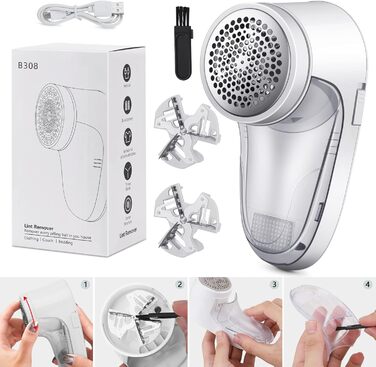 Електричний видалення ворсу Fusselrasierer: знімні леза для одягу з вовни та пуловера (зелений)