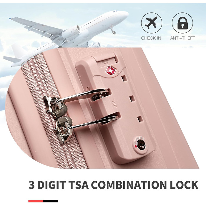 Набір валіз British Traveller: рожевий, з TSA-замком, 3 шт. (100% PP)