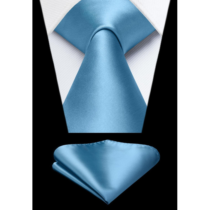 HISDERN Комплект краватки та нагрудного хустинки однотонні для вечірки, весілля, різних кольорів