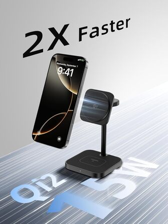 Станція зарядки LULULOOK Qi2 MagSafe 3-в-1 з алюмінію для Apple Watch та iPhone, 15W швидка зарядка для iPhone 17 Pro Max/17 Pro/17 Air/17, 5W для Apple Watch Ultra, AirPods, Титан (Чорний)