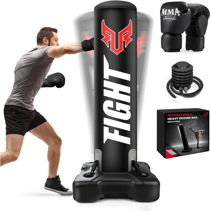 Boxsack Freistehend 175см JUOIFIP - Комплект для боксу з насосом та рукавичками, для кікбоксингу, MMA, Муай Тай, домашні тренування