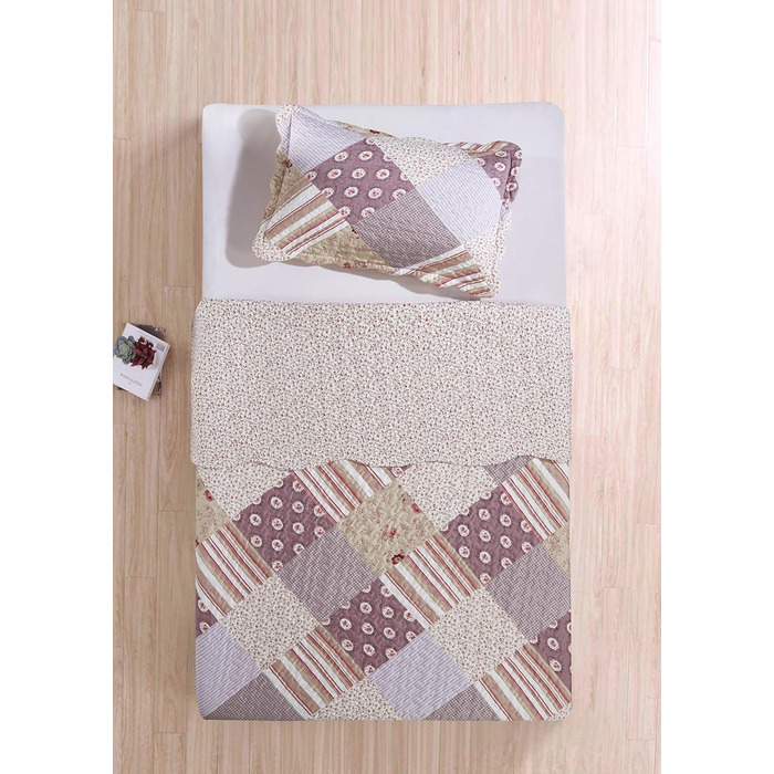 Комплект постільної білизни Brilliant Sunshine Grey Heart Love Patchwork (2 шт.): ковдра та наволочка, двоспальне ліжко, стегане покривало, рожевий, для дому