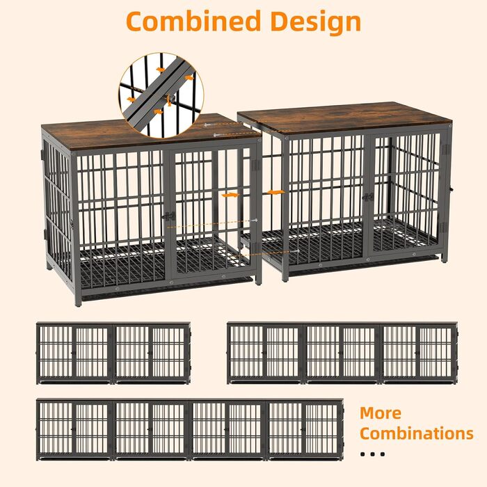 Клітка для собак BingoPaw Holz: дерев'яна клітка-шафка для собак маленьких порід, 3 дверцята, знімний піддон, 78x56x65 см, білий колір