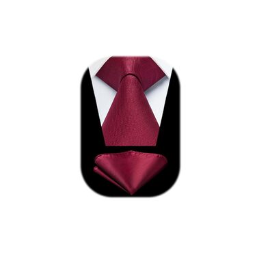 Набір краваток та нагрудних хустинок Enlision: класичний стиль для весілля та бізнесу (бордовий)