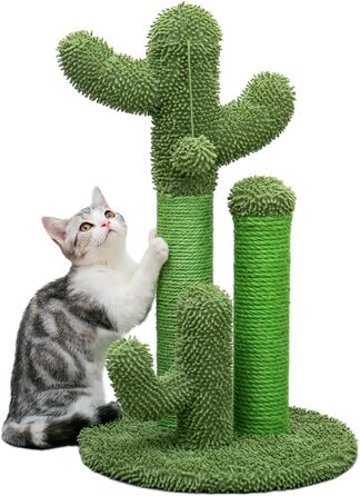 Kratzbaum Kaktus, creative cat tree design, 3 post set, green - 42 * 68.5cm, AY405-HZ--66GN-B (M, Green)