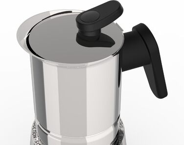 Steelmoka, Patented Moka Espresso Machine for Cooktops including Induction, 2-Cup Capacity, Silver Color, Stainless Steel Coffee Maker, Dimensions 12 x 9 x 15.5 cm