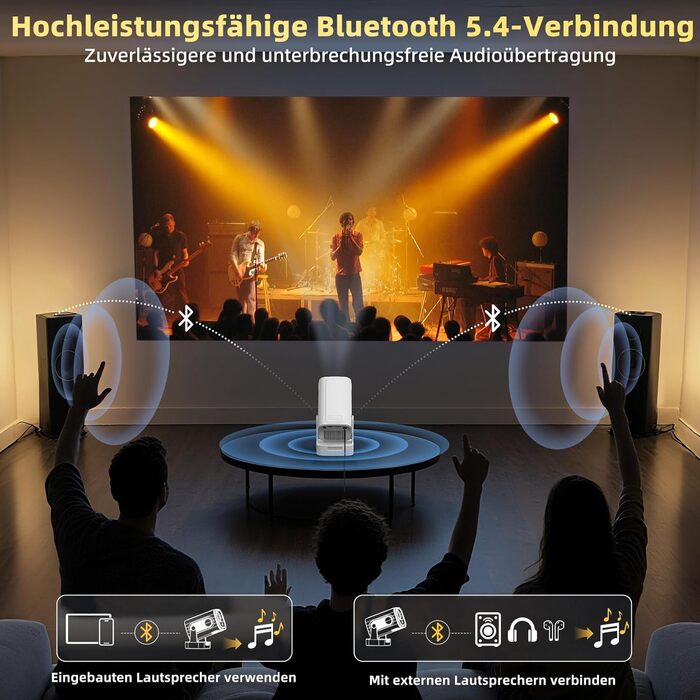 Beautiebeam Beamer: Міні проєктор Full HD 1080P/4K з автотрапецеїдною корекцією, Android 11, Bluetooth 5.0, WiFi 2.4/5G, 180° обертання для дому та на вулицю