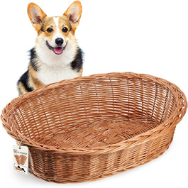КADAX Лежанка для собак та котів з ротангу, природний колір, лежанка для собак, кошик для котів, лежак для тварин, лежанка для собак, місце для сну для собак, кошик для відпочинку (15x65x50см)