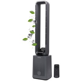 Турбовентилятор Echos Golo Grey: тихий, з пультом, осциляція, LED-дисплей, 3 режими, 12 швидкостей, таймер 15h