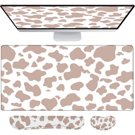 Килимок для миші геймерський 80x40 см 3-в-1 з підставкою для зап'ястя та клавіатури, антиковзаюча основа, стильний дизайн, для дому та офісу (B5-brown)