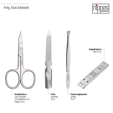 Набір для манікюру Nippes Solingen Locks, 7 шт., нержавіюча сталь, шкіряний етикет, збірний (4 шт.), Німеччина