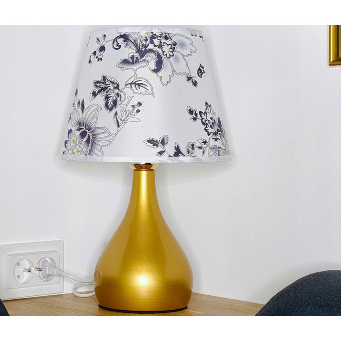 Сенсорна настільна нічна лампа з абажуром, LED, золотиста