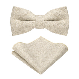 Метелик чоловіча JEMYGINS вовняна однотонна бежева з нагрудною хустинкою для осені та зими