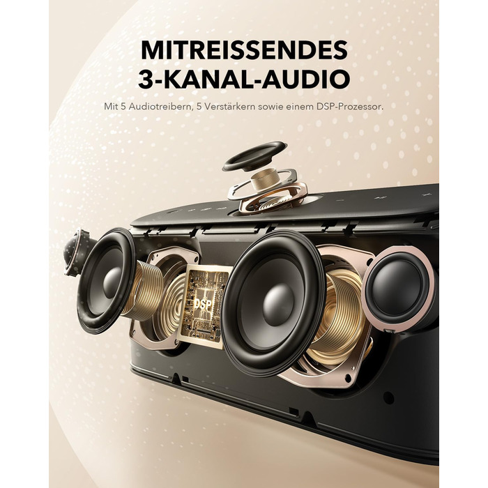 Soundcore Motion X600 – портативна Bluetooth колонка з Hi-Res Spatial Audio, 50W, IPX7, 12h, Pro EQ, AUX-IN (зелена/чорна)