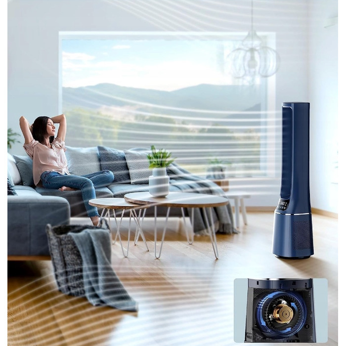 Колонний вентилятор-очисник повітря 2 в 1 Midea MFP-120i (BL) з HEPA-фільтром H13