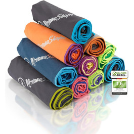 Рушник з мікрофібри NirvanaShape - туристичний, для пляжу, спорту, подорожей, кемпінгу, 50 x 30 см, сірий з блакитним кантом