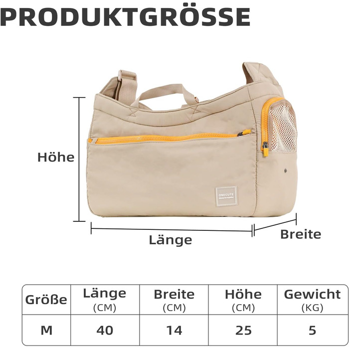 Транспортна сумка для собак, котів та кроликів – складана переноска з безпечним замком, сіткою для вентиляції та бічними кишенями – практична переноска для подорожей (Бежева/Хакі, 34x16x25/40x14x25 см)