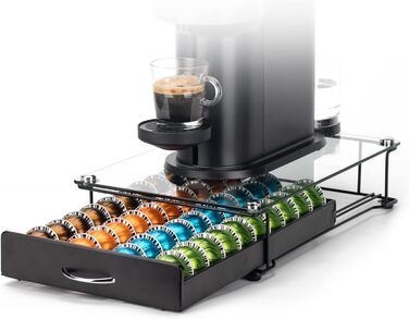 Тримач для капсул Vertuo HiveNets – органайзер для 40 капсул Nespresso VertuoLine, металева сітка, чорний