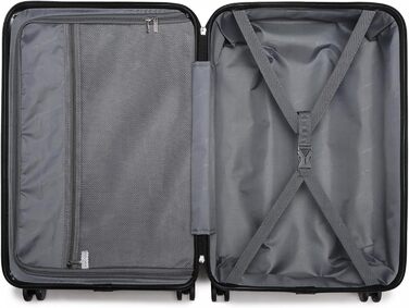 Чемодан British Traveller Mittelgroßer, 64x43x26.5 см, ABS+PC, TSA-замок, 4 колеса, чорний (M, 57L)