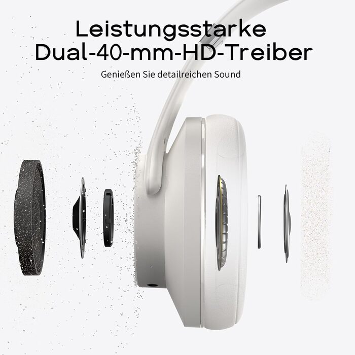 DOQAUS Бездротові навушники Over-Ear Bluetooth 5.3 з мікрофоном, 90 годин роботи, HiFi стерео звук, глибокі баси, сірий