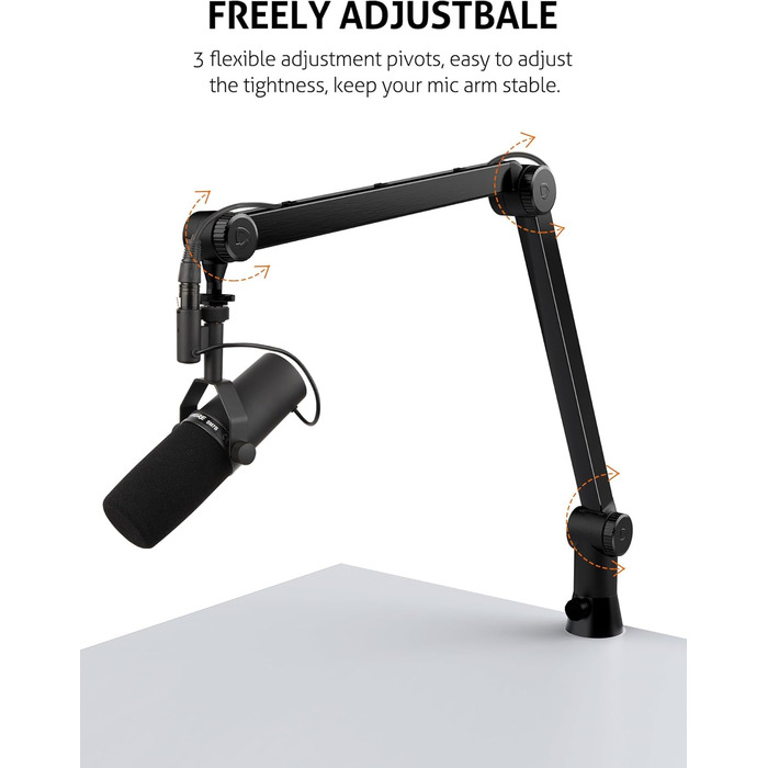 Підставка для мікрофона SUNMON для Blue Yeti та інших – міцна, 360° обертання, металева клямка, універсальна | HyperX QuadCast 2, Fifin AM8, Seiren Mini V3, MV7