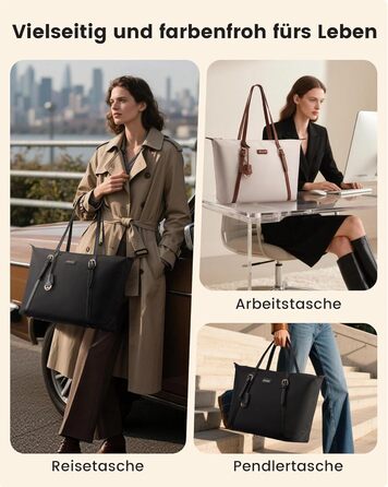 Сумка для ноутбука LOVEVOOK жіноча велика шопер для роботи, університету, школи, чорна, 15.6 дюймів