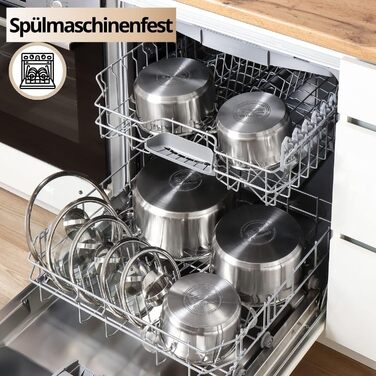 Каструля Daniks Bonn з нержавіючої сталі для індукції з кришкою, 20 см, 3.4 л, для пасти, супу, срібляста