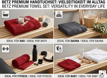 Набір рушників Betz Premium 12 предметів, 100% бавовна, Oeko-TEX Standard 100, 470г/м², колір рубіново-червоний/графіт
