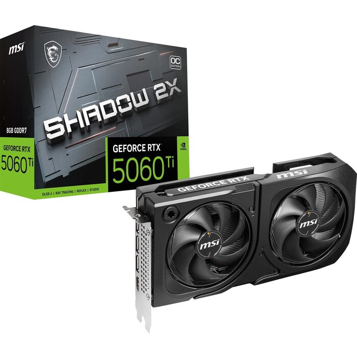 Відеокарта MSI GeForce RTX 5060 Ti Ventus 8G SHADOW 2X OC PLUS, 8 GB GDDR7, PCIe 5.0, Boost 2647 MHz