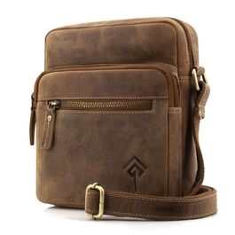 Чоловіча сумка через плече JOREY з натуральної шкіри, Camel (для бізнесу, роботи, подорожей)