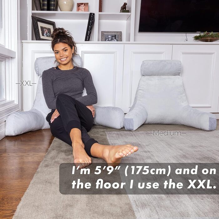 Подушка для чоловіків з підлокітниками - велика, для читання та відпочинку в ліжку. Преміум піна з пам'яті, знімна подушка для шиї, середній розмір (Dark Green)