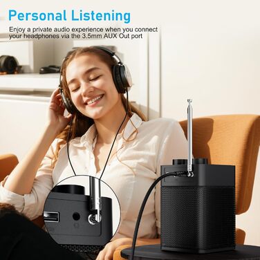 Портативне DAB/DAB+ радіо з цифровим радіо UKW, FM, Bluetooth 5.0, USB, LED дисплеєм (Чорний)