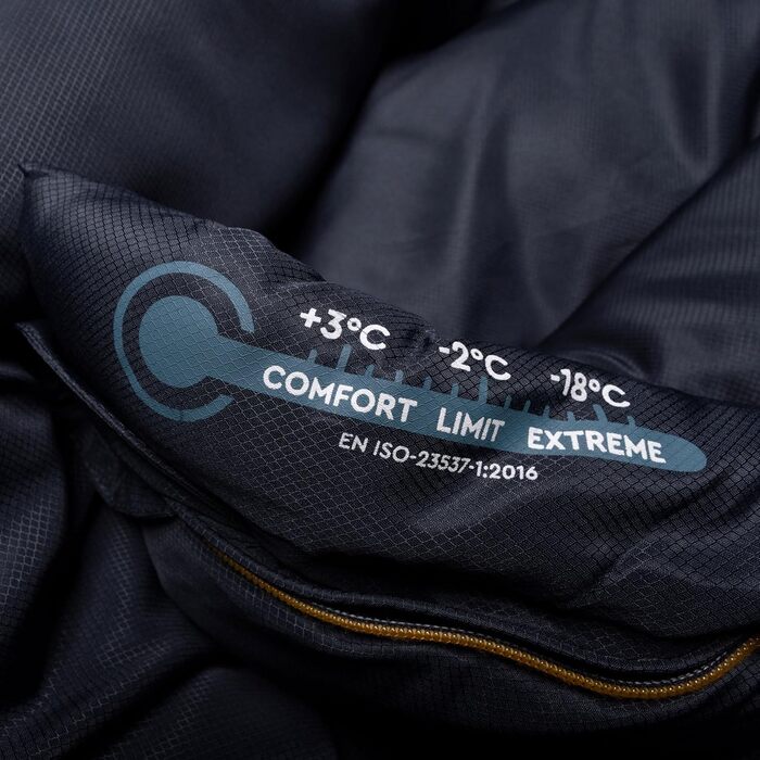 Спальний мішок TAMBU Mumienschlafsack 80x210см - компактний, для літа, осені та зими. Теплий, для кемпінгу, подорожей, фестивалів. Без PFC, синій.