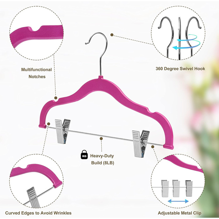 Набір вішалок для одягу Rose 10 (рожевий, 10 шт.) - спідниці, штани, блузи, сорочки, жакети