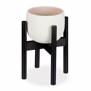 Relaxdays Bamboo Flower Stand Adjustable Black