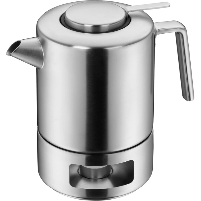 WMF Kult Teapot with trivet, 3-piece, Teapot 1.2l, infuser insert, trivet, Cromargan stainless steel brushed, for hot and cold drinks, 1.2 L, 06.3122.6030