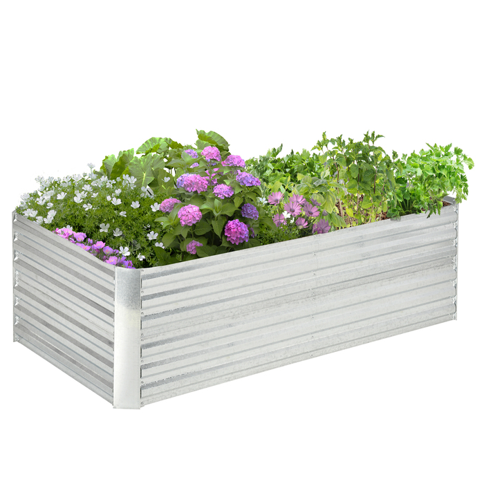 Outsunny Steel Raised Garden Bed, Planting Bed Cold Frame Garden Bed Flower Box Stackable, Planting Box Planter 180x90x60cm for Garden Balcony Terrace, Vegetable Bed for Flowers, Plants, and Fruit | Aosom
