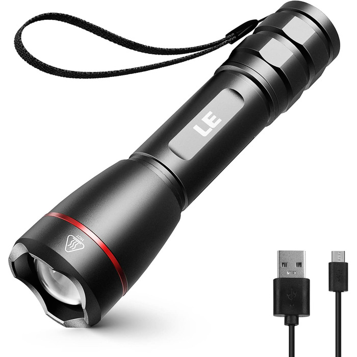 LED ліхтарик OSRAM P9: надпотужний, перезаряджається через USB, 15000 люкс, 5 режимів, водонепроникний IPX4, для кемпінгу, туризму та активного відпочинку